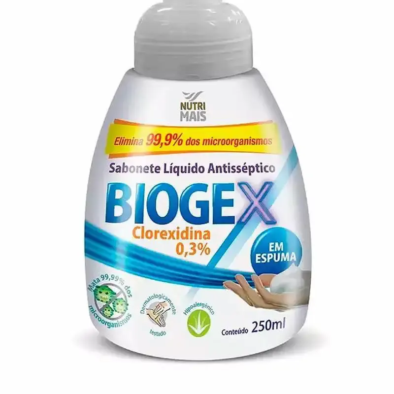 Sabonete líquido antisséptico espuma biogex clorexidina Nutriex — fotografia 3