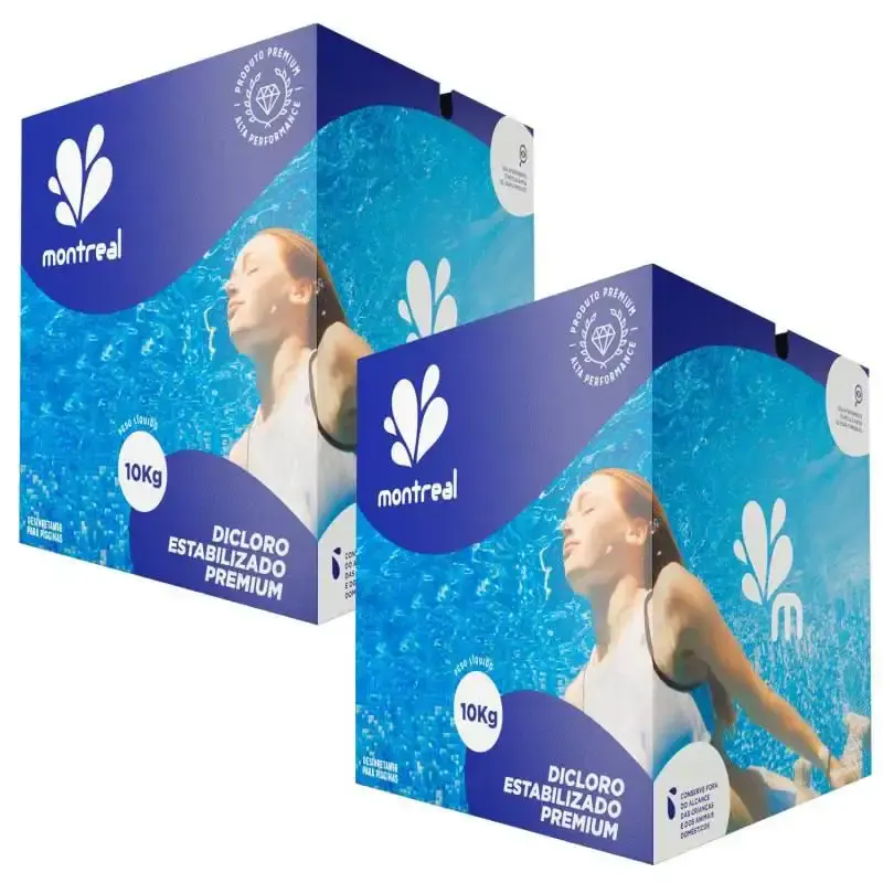 Cloro Granulado Dicloro Estabilizado Premium p/ Piscinas e Hidrotanques 10 KG com 2 Unidades MONTREA Montreal