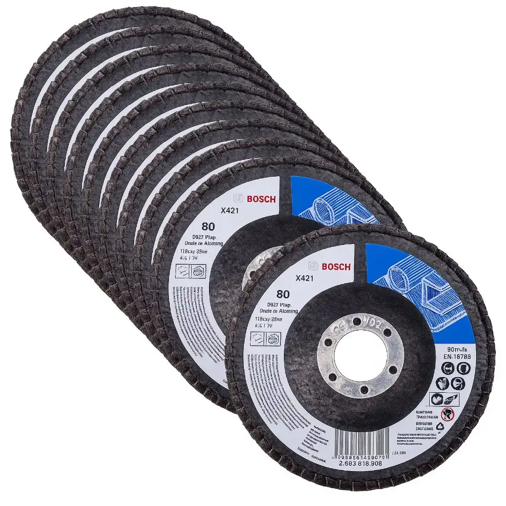 Disco de lixa flap grão 80 4.1/2POL. com 10 unidades Bosch