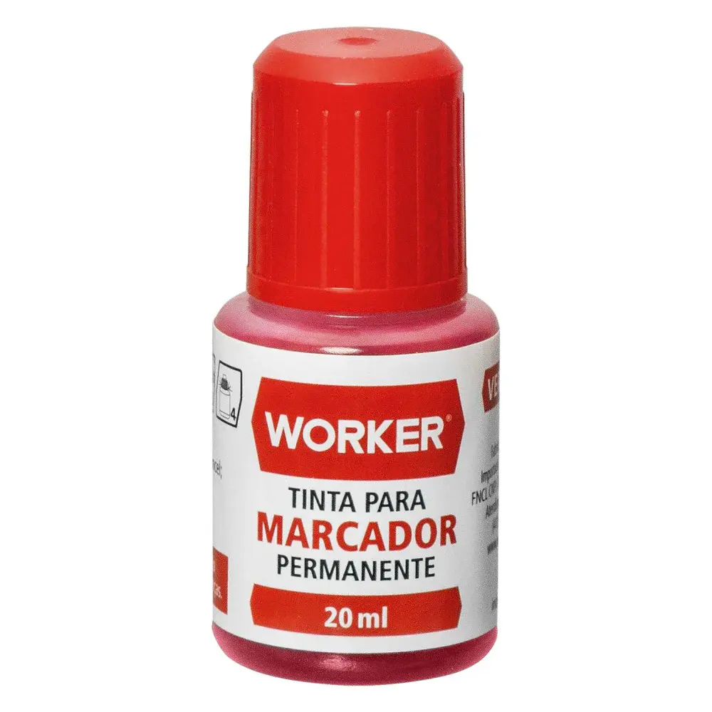 Tinta marcador permanente vermelho com 20ML da Worker — fotografia de referência