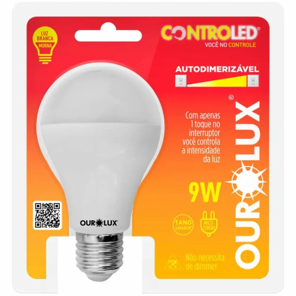 Lamp led auto dimer. 9W 2700K biv E27 Ourolux — fotografia de referência