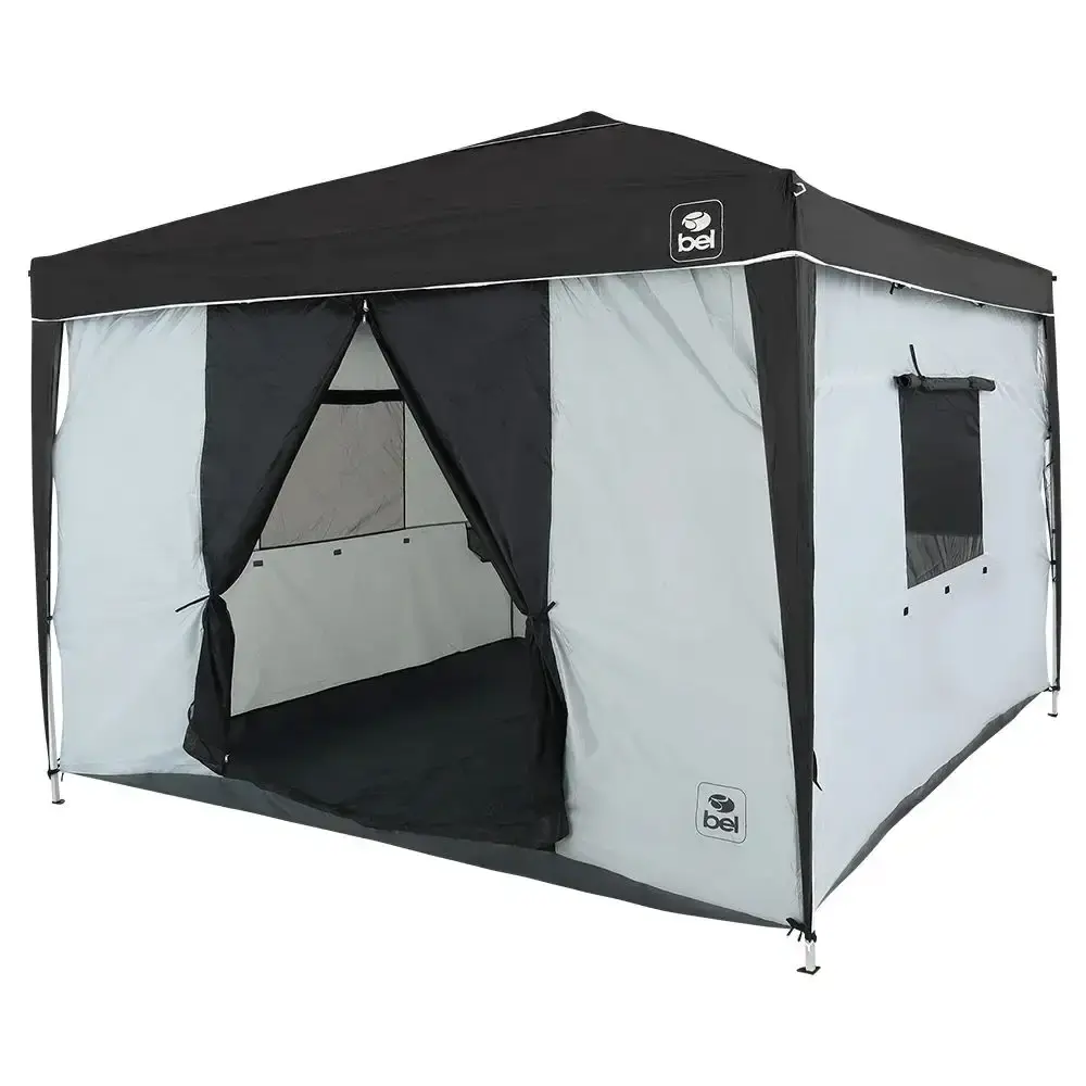 Barraca para Gazebo Dobrável 3 x 3 Metros Cinza e Preto BEL — fotografia de referência