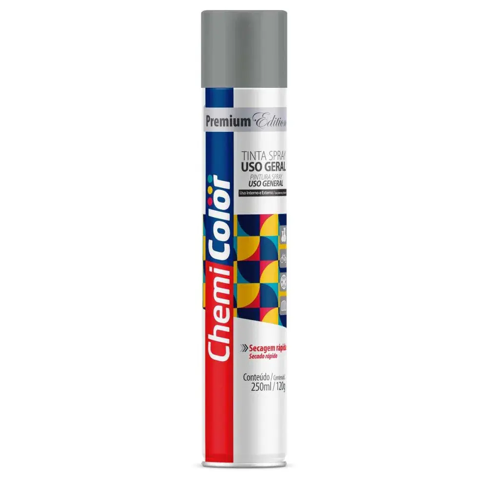 Tinta spray uso geral 250ML/120G cinza claro Chemicolor
