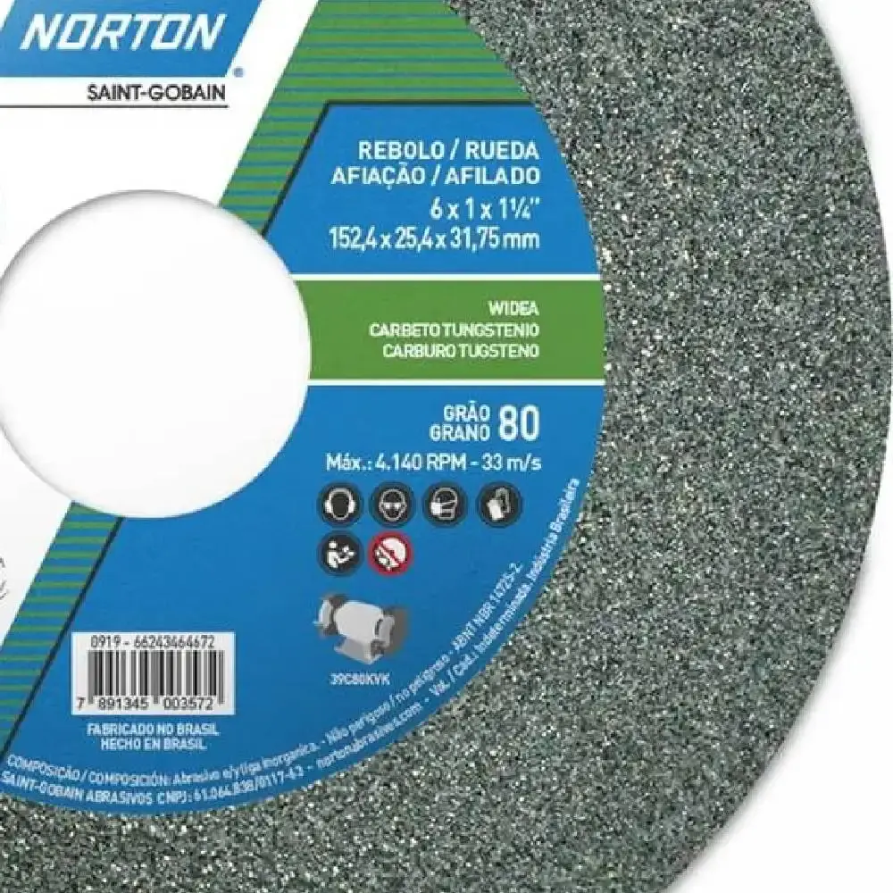Rebolo de Widea 152,4 mm Grão 80 NORTON — fotografia 5