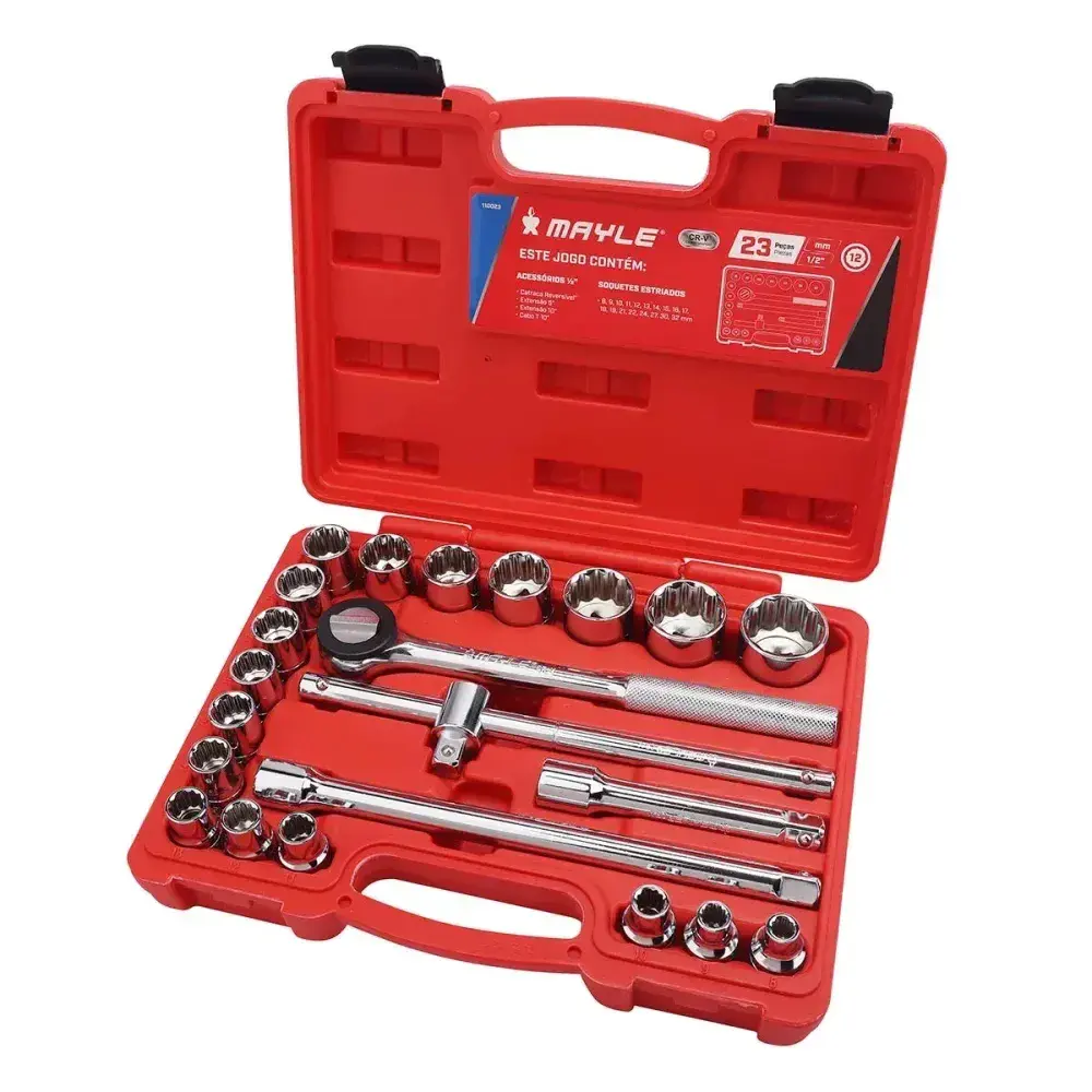 Kit de soquete estriado com 23 peç 1/2 8-32MM Mayle — fotografia 5