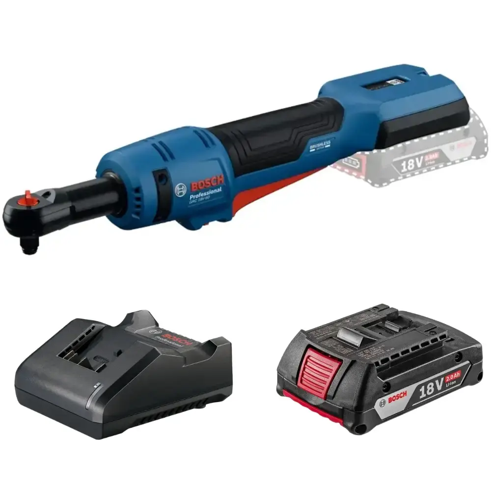 Chave catraca 3/8 POL GRC 18V-60 com bateria 2AH e carregador bivolt Bosch — fotografia de referência