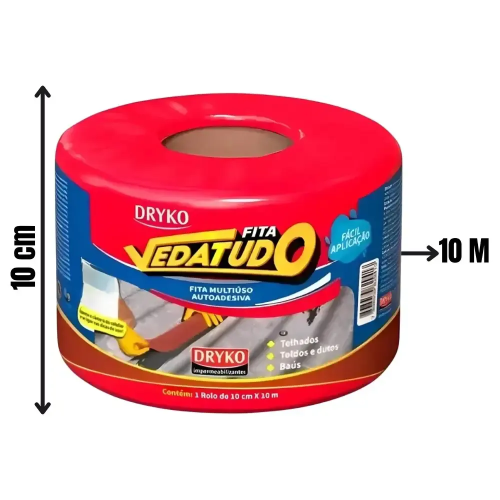 Fita Multiuso Autoadesiva Asfáltica 10cm x 10M Terracota Vedatudo DRYKO — fotografia 3