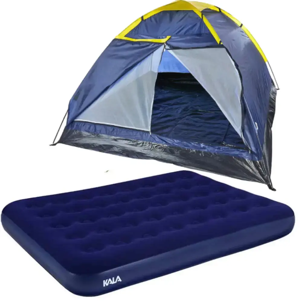 Barraca Camping até 4 Pessoas Porta Dupla com Colchão Inflável Casal KALA — fotografia de referência