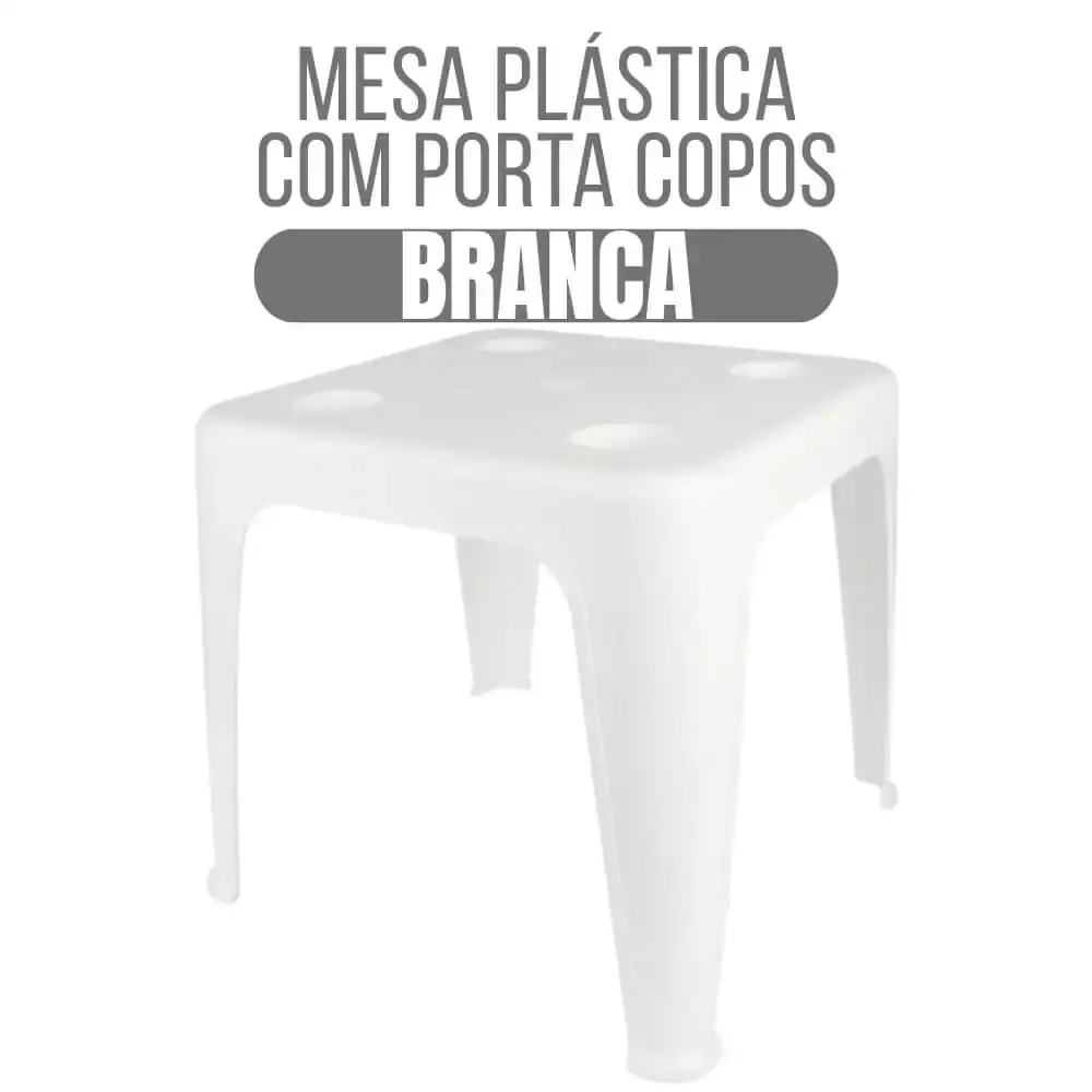 Mesa Plástica de Apoio com Porta-Copos 43 x 51 cm Várias Cores MOR Preto — fotografia 2