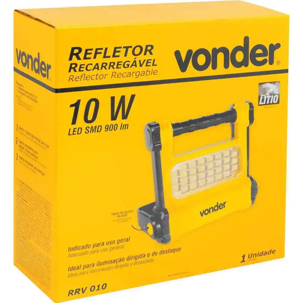 Refletor recarregável LED SMD 10W RRV-010 Vonder — fotografia 4
