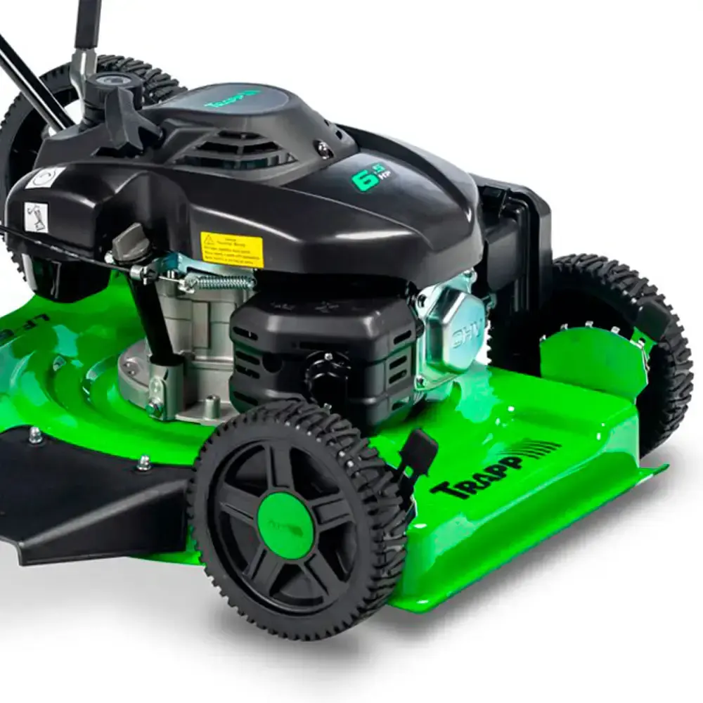 Cortador de grama gasolina 6.5 HP 4T roda alta 4T LF-600RM Trapp com vassoura FJ-1010 — fotografia 5
