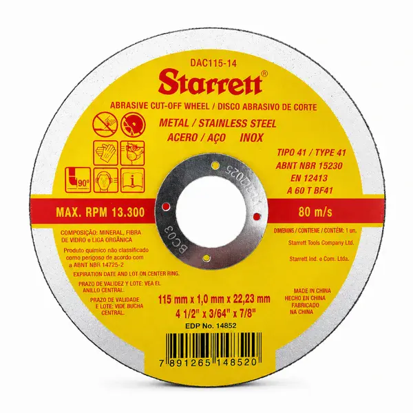 Disco de corte 115MM DAC115 C/12UN - Starrett — fotografia de referência