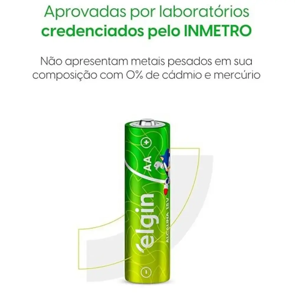 Pilha alcalina tipo palito 1,5V AA 8 peças Elgin — fotografia 4