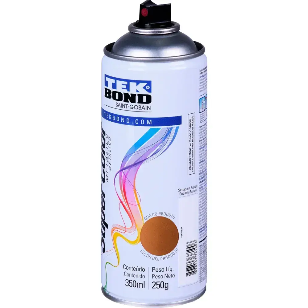 Tinta spray metálico Tekbond ouro 350ML — fotografia 7