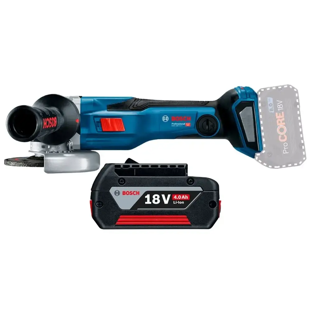 Esmerilhadeira angular 18V 4.1/2 POL brushless GWS 18V-15C com bateria Bosch — fotografia 3