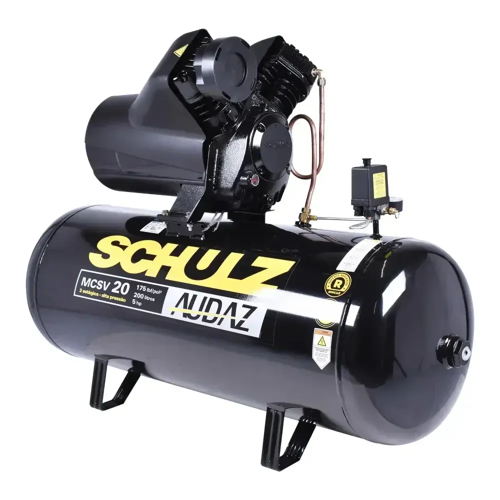 Compressor de pistão AUDAZ-MCSV20 200L 5HP 20PCM 220V trif Schulz — fotografia 7