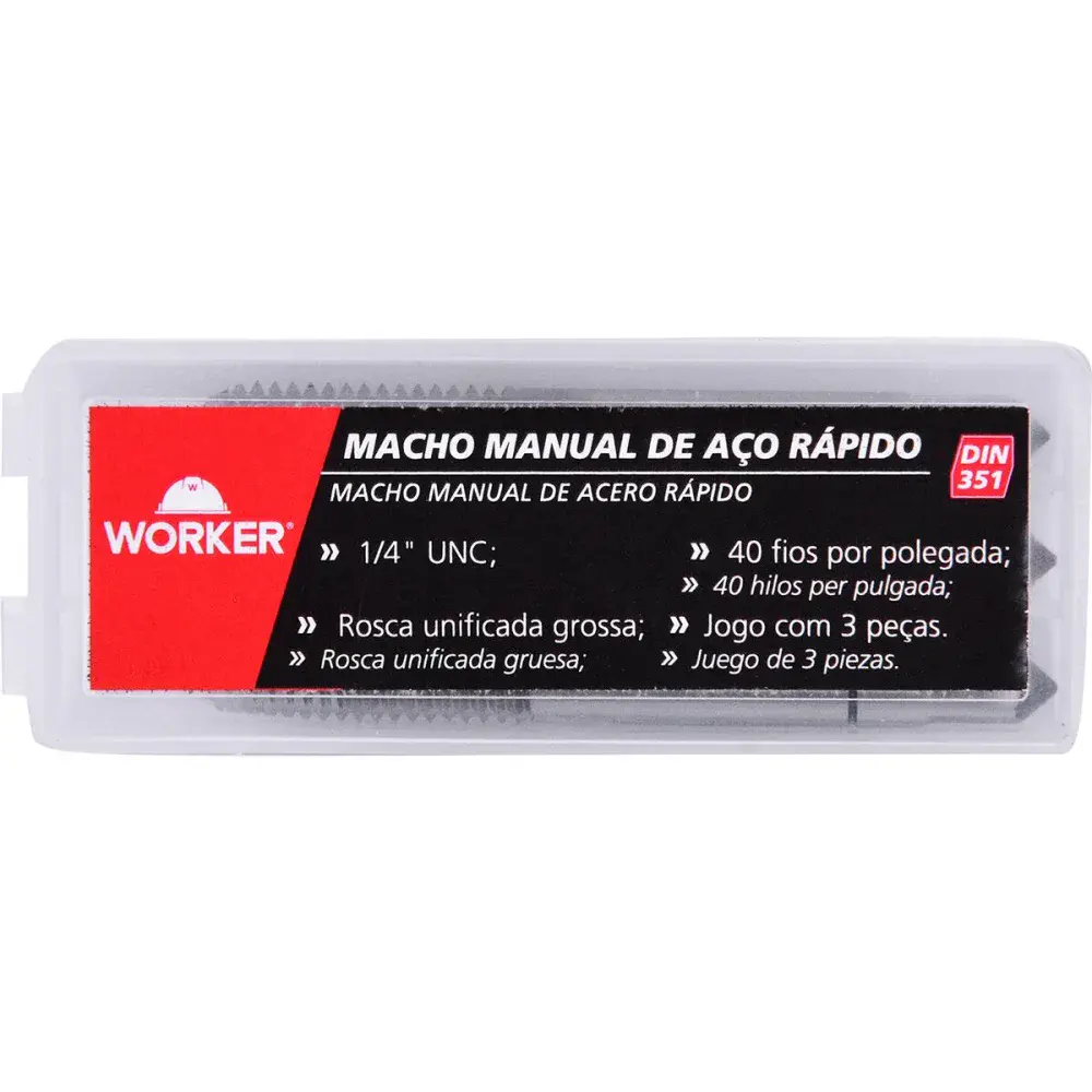 Jogo de macho manual DIN351 bsw 1/4 3 peç Worker — fotografia 6