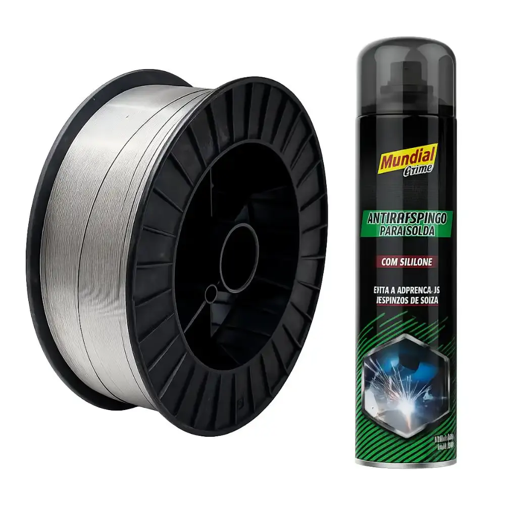 Arame para solda MIG 1,6MM Evald com anti respingos spray para solda 400ML aeroflex — fotografia de referência