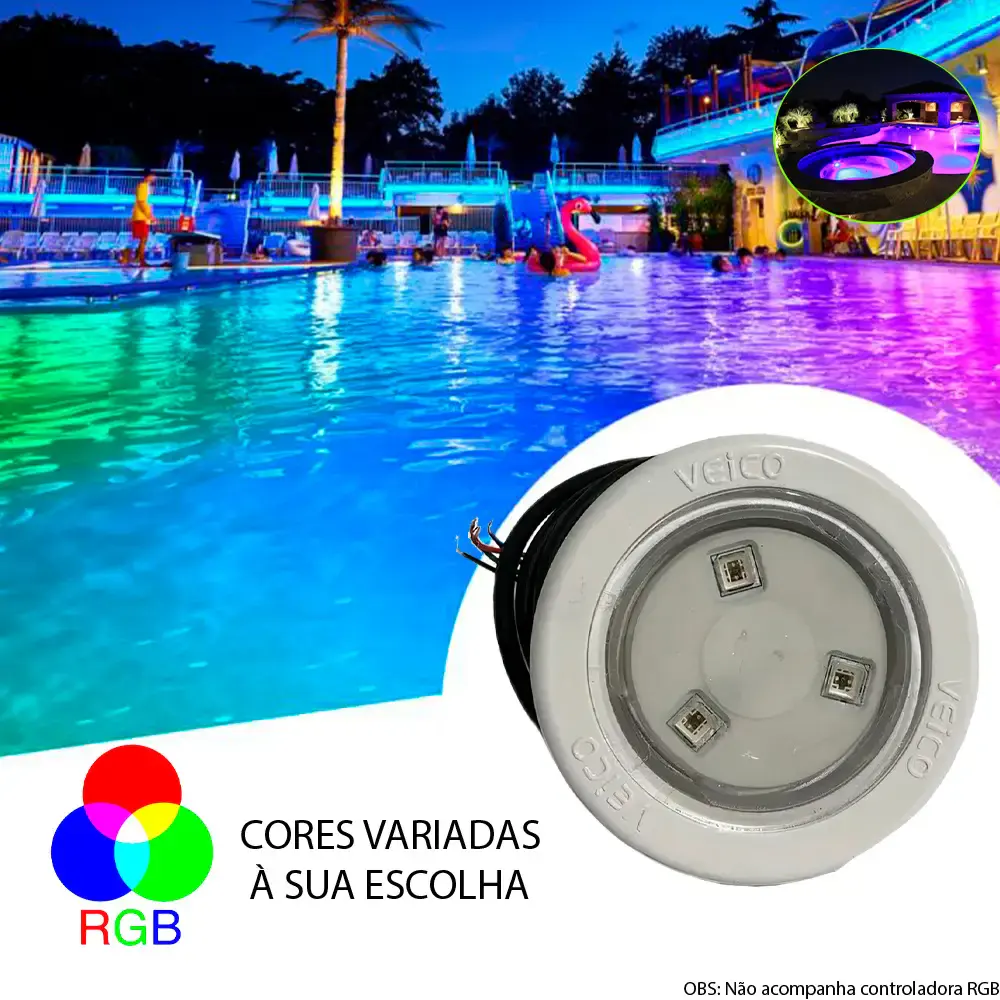 Refletor LED RGB 4.5W para piscinas de fibra 124025 Fluidra — fotografia 2