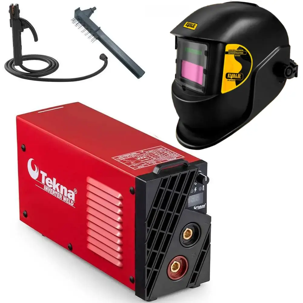 Solda inversora 135A com painel digital 220V e máscara de solda automática Tekna — fotografia de referência