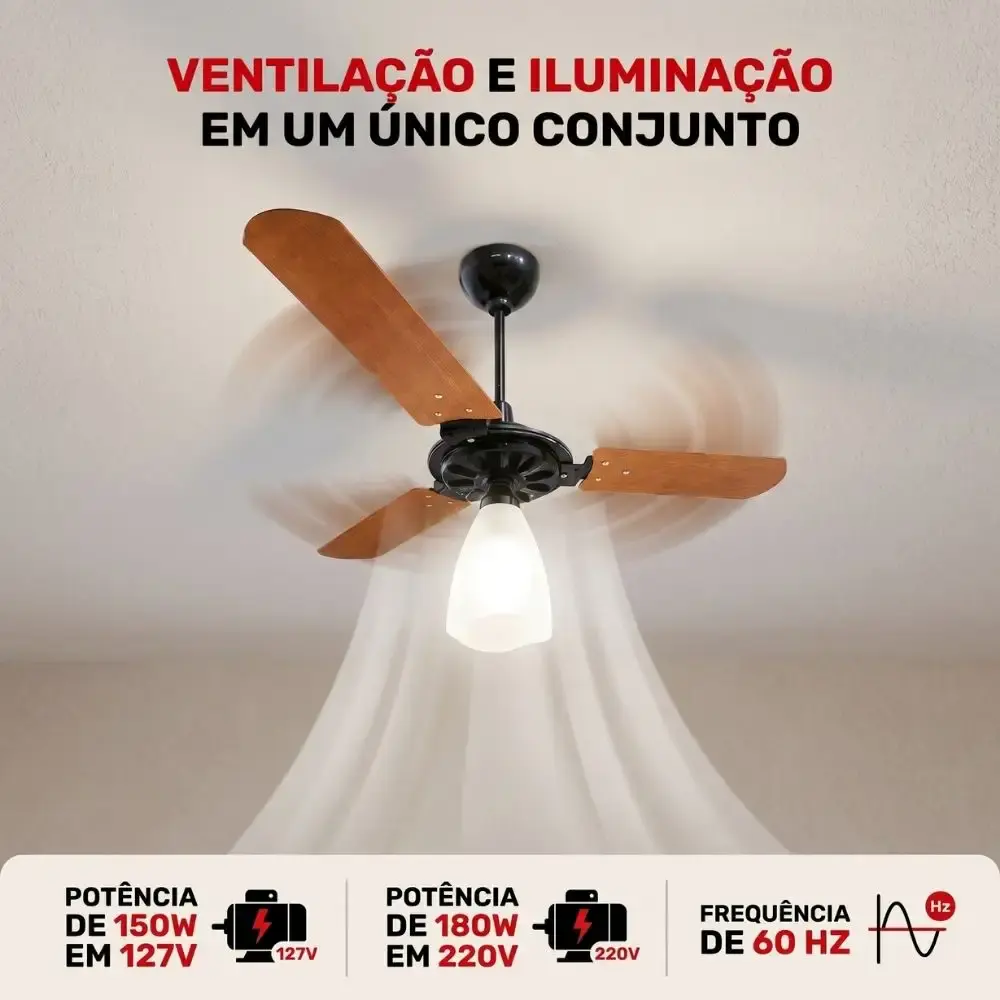 Ventilador de teto aeris 3 pás tulipa aberta casa LYS Branco 110 V — fotografia 10