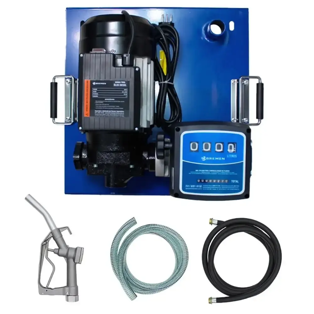 Kit de abastecimento para gasolina 230V 104L/MIN com medidor mangueira e bico automático Bremen — fotografia de referência
