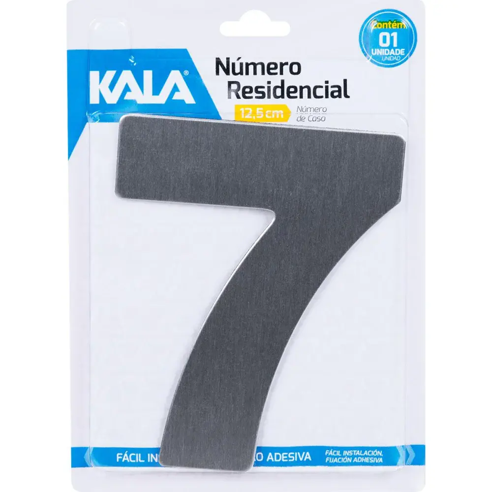 Número residencial N°7 aço escovado 12,5CM Kala — fotografia de referência
