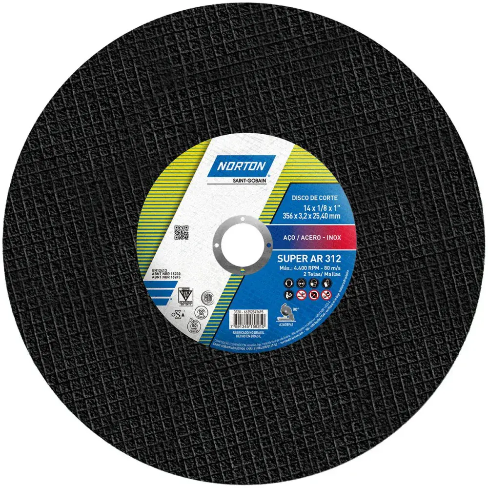 Disco de corte super aços AR312 356X3.2MM Norton — fotografia de referência