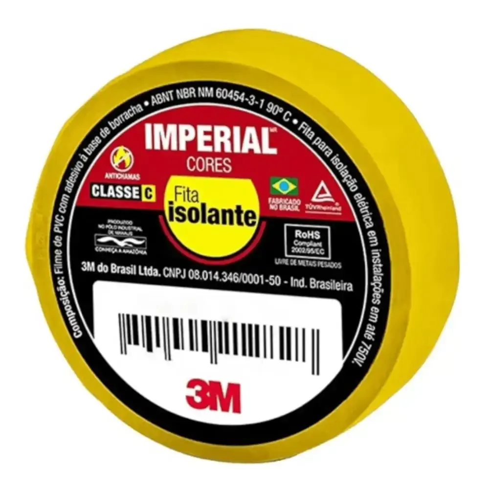 Fita Isolante 18 MM x 20 Metros Imperial Amarela 3M — fotografia de referência