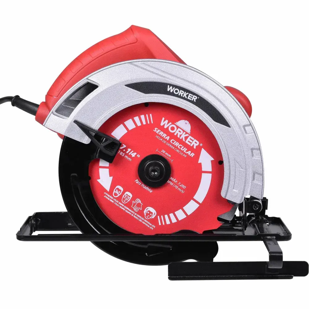 Serra circular elétrica 7.1/4 5000RPM 1300W 220V Worker — fotografia 8