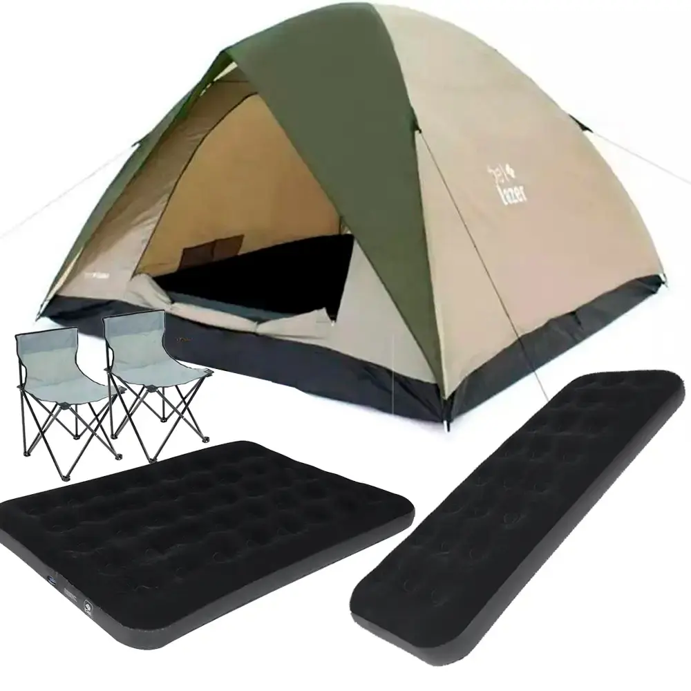 Barraca Camping Premium BEL c/ Colchão Inflável Casal e Solteiro + 2 Cadeiras — fotografia de referência
