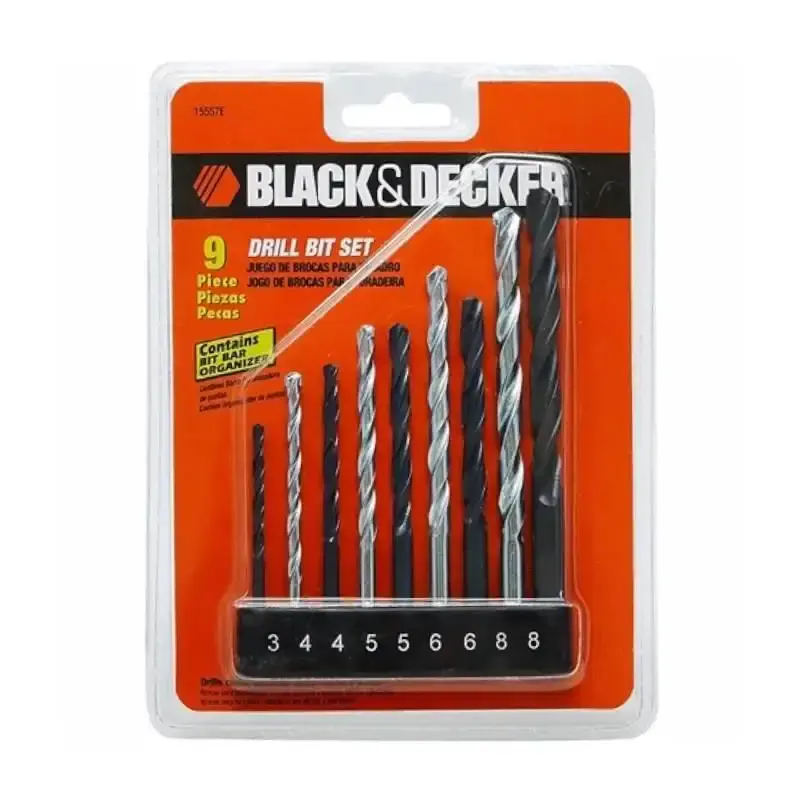 Broca de widea aço rápido e concreto kit com 9 peças 15557EP black & decker — fotografia 3
