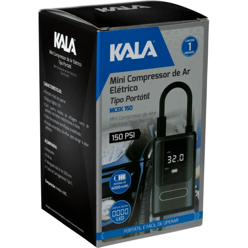 Mini compressor ar eletrico portatil Kala — fotografia 11