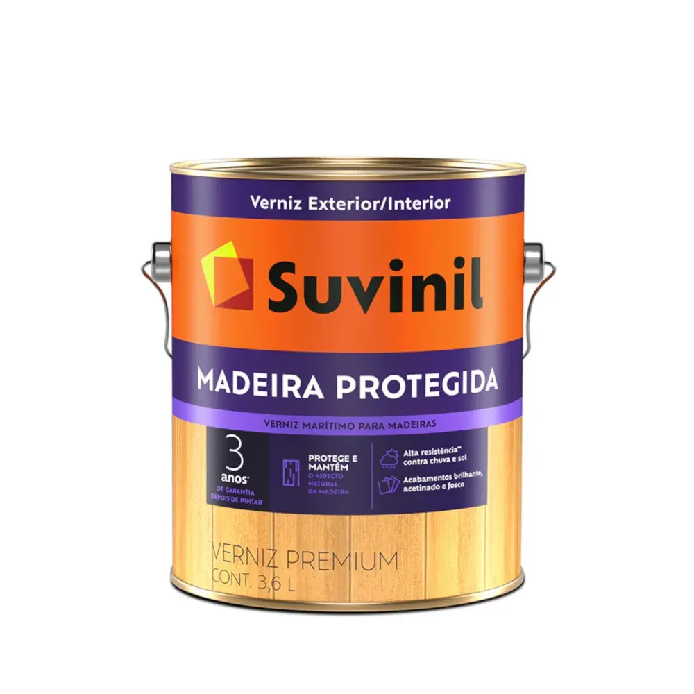 Verniz marítimo madeira protegida em acetinado natural 3,6L Suvinil — fotografia de referência