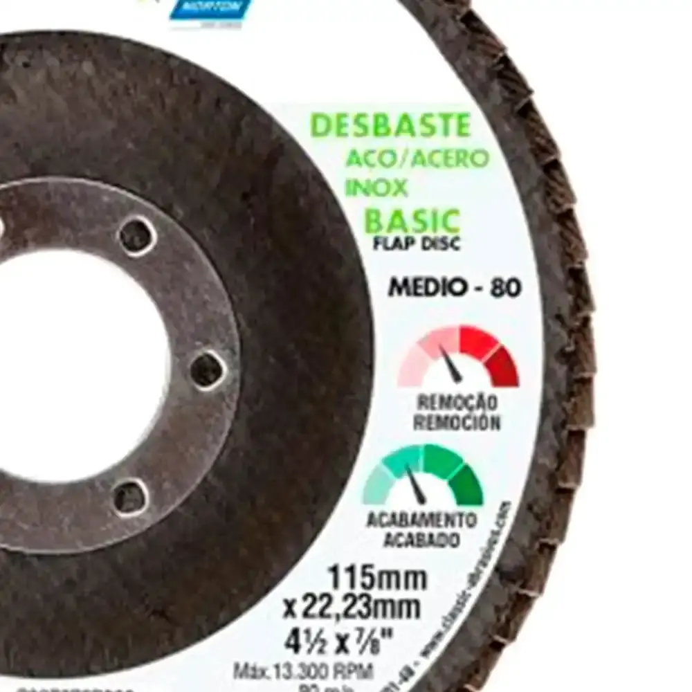 Disco flap classic basic 115MM grão 80 para lixadeira e esmerilhadeira Norton — fotografia 4