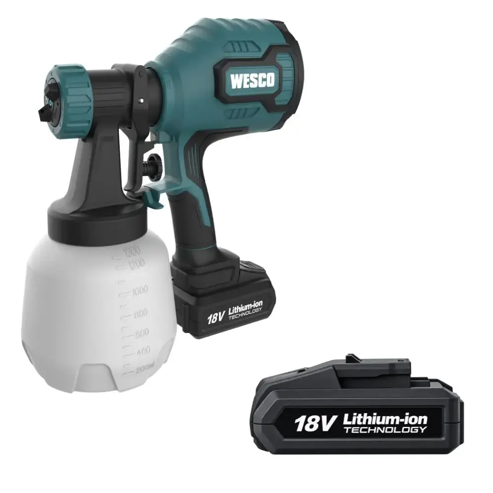 Pistola de pintura a bateria 18V WS2431.9 com bateria de lítio WS9970 Wesco — fotografia de referência