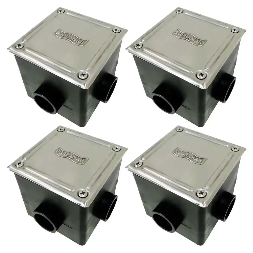 Caixa de passagem piscinas com tampa inox 4 uni Sodramar
