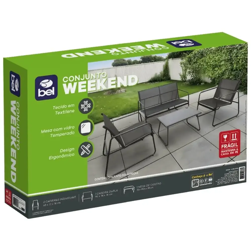Conjunto de mesa e 3 cadeiras para jardim weekend BEL Marrom Belfix — fotografia 7