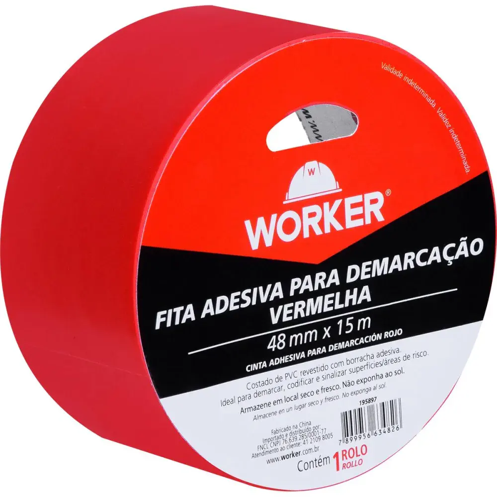 Fita adesiva para demarcação 48MMX15M vermelha Worker — fotografia de referência