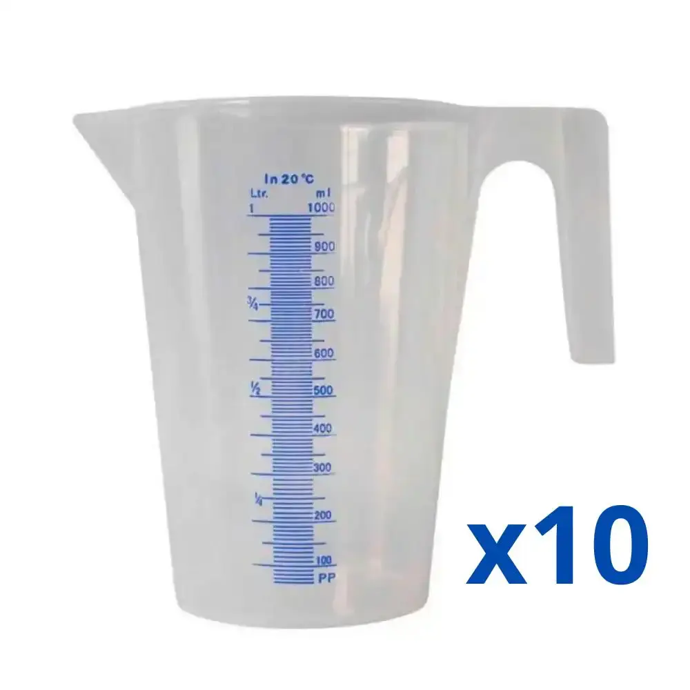Kit com 10 jarras graduadas brancas 1 litro escala em alto relevo 2163 Bremen — fotografia 5
