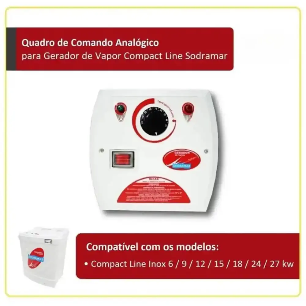 Comando analógico para sauna a vapor compact line inox Sodramar — fotografia 4