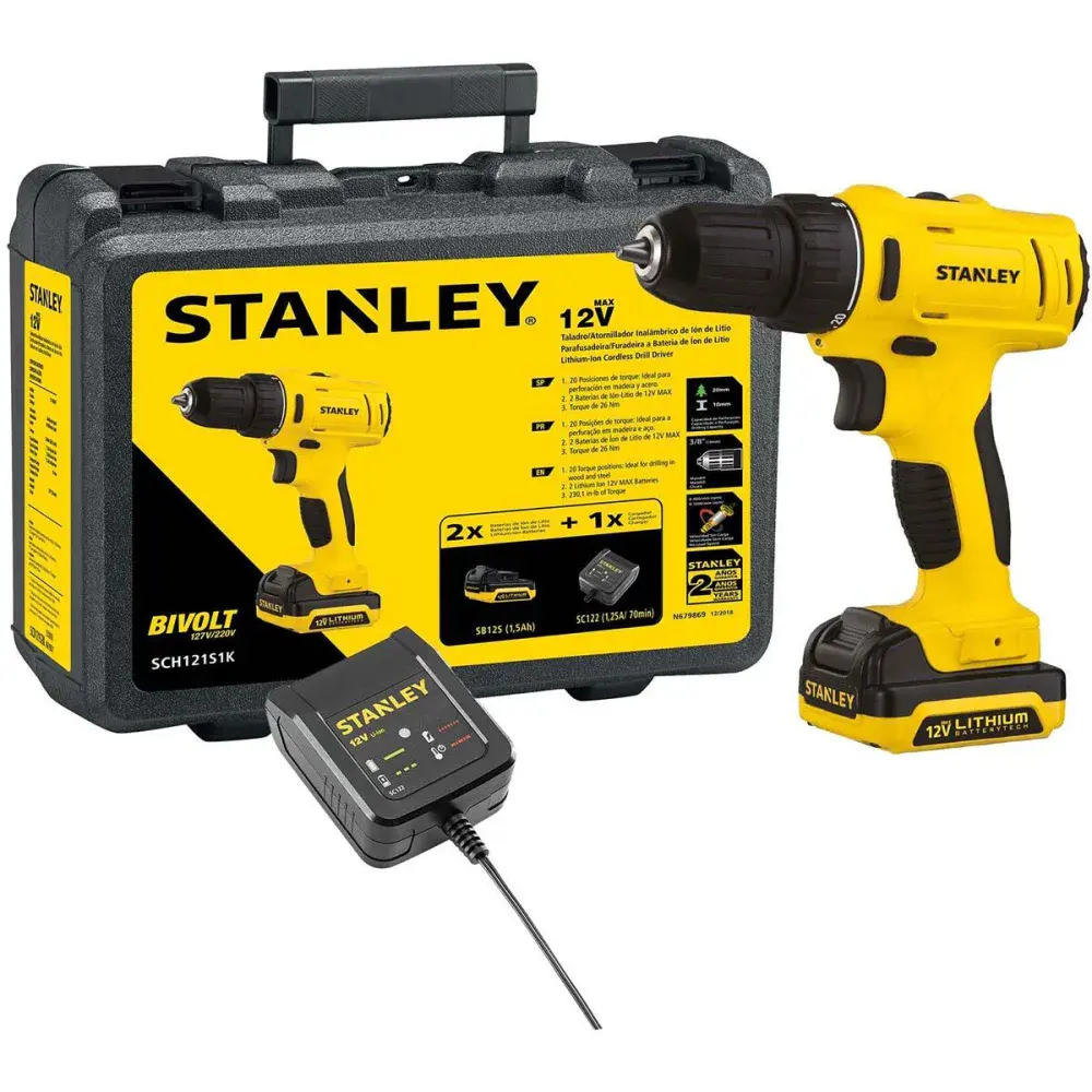 Parafusadeira furadeira impacto à bateria 3/8 biv Stanley — fotografia de referência