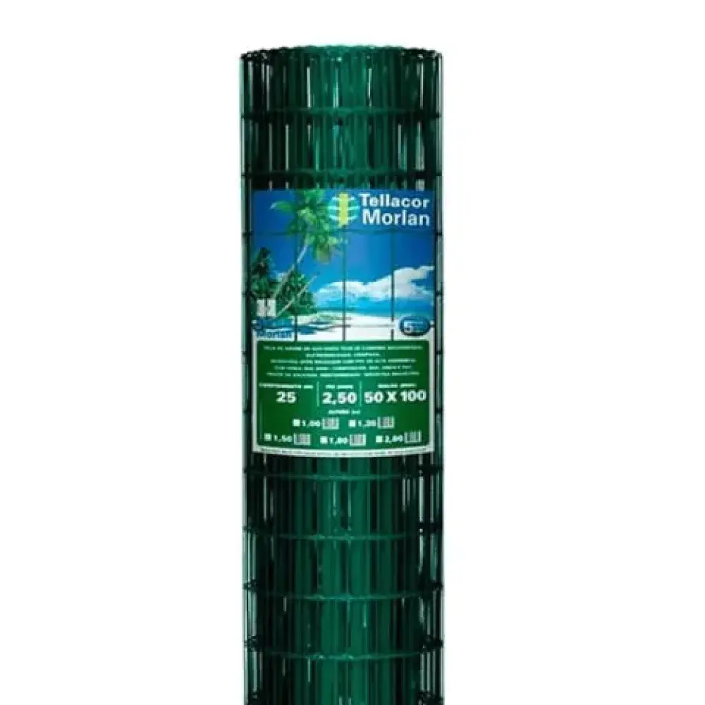Tela soldada 25M 5X10 fio 2,50X1,00 verde Morlan — fotografia 5