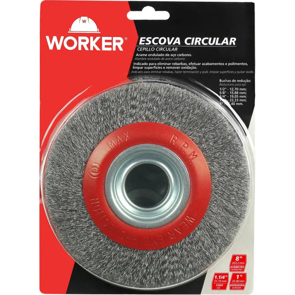 Escova circular ondulada em aço 8”.1/4 Worker — fotografia 5