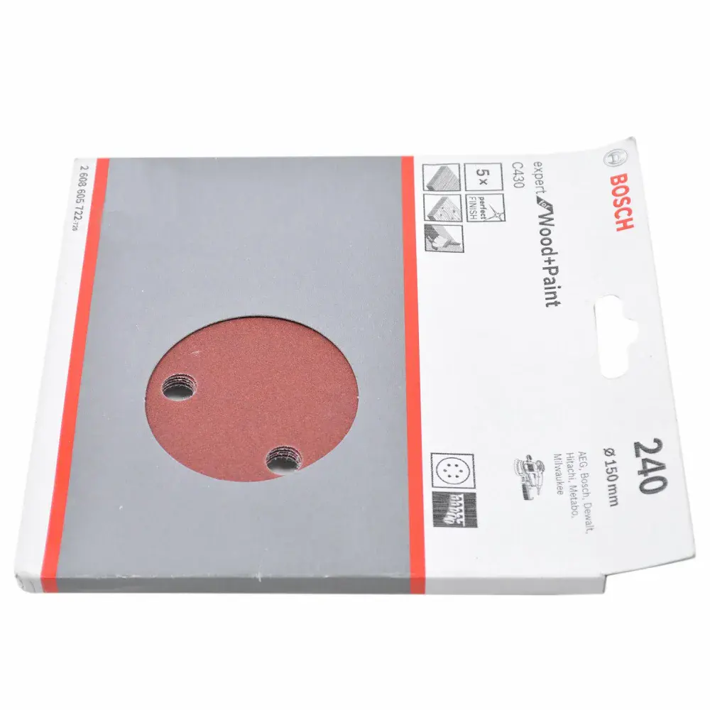 Kit 5 folhas de lixa velcro 6 G240 expert wood paint Bosch — fotografia 4