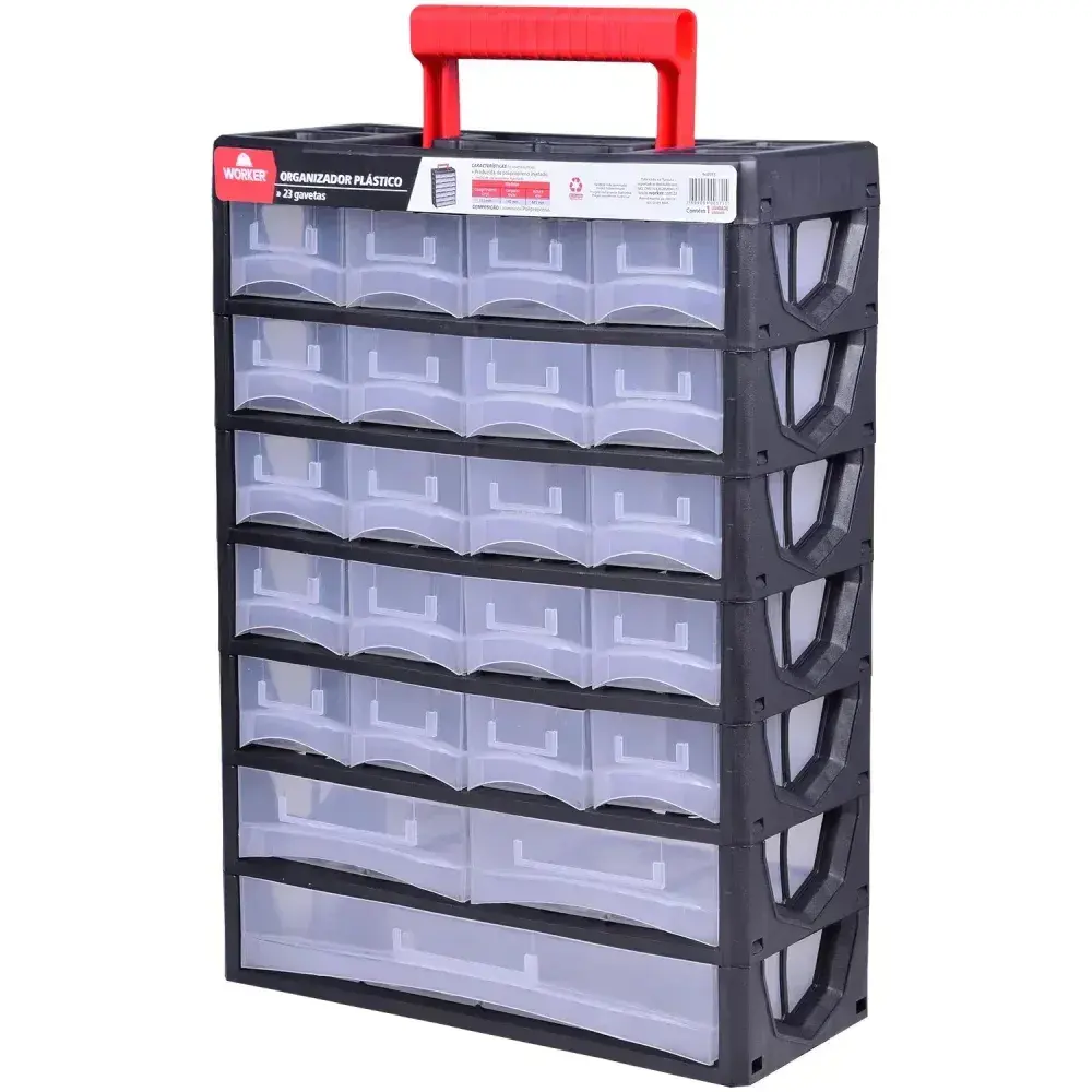 Organizador plástico 23 gavetas 31,5X14X44,5CM Worker — fotografia 9