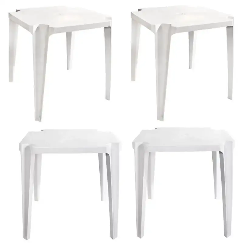 Mesa firenze 72 CM branca empilhável kit com 4 unidades dolfin — fotografia de referência