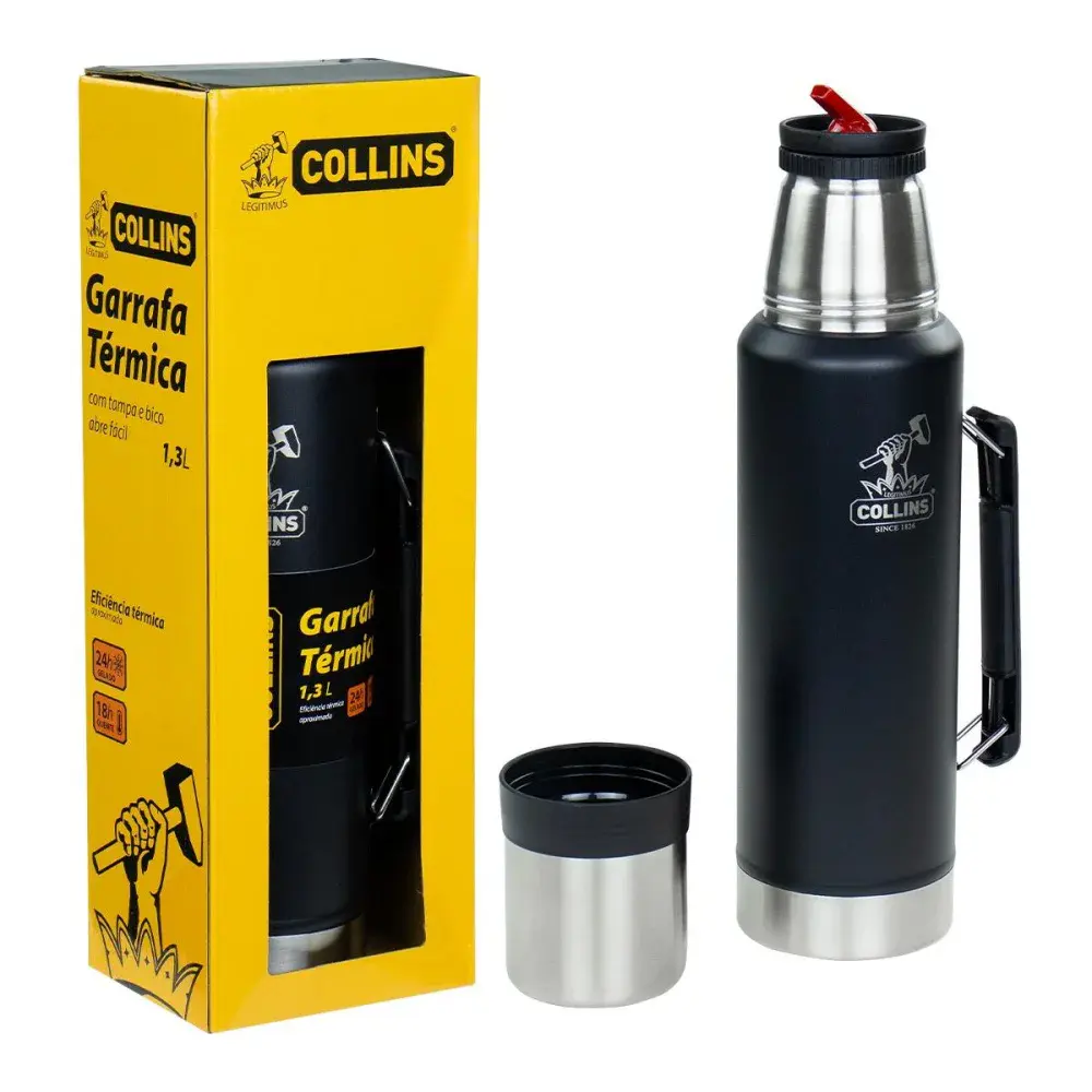 Garrafa térmica aço inox 1,3L Collins — fotografia 4