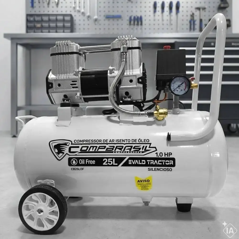 Compressor portátil isento 5,4 pés 1HP 25L com kit 5 peças evald tractor Compbrasil 220 V — fotografia 7
