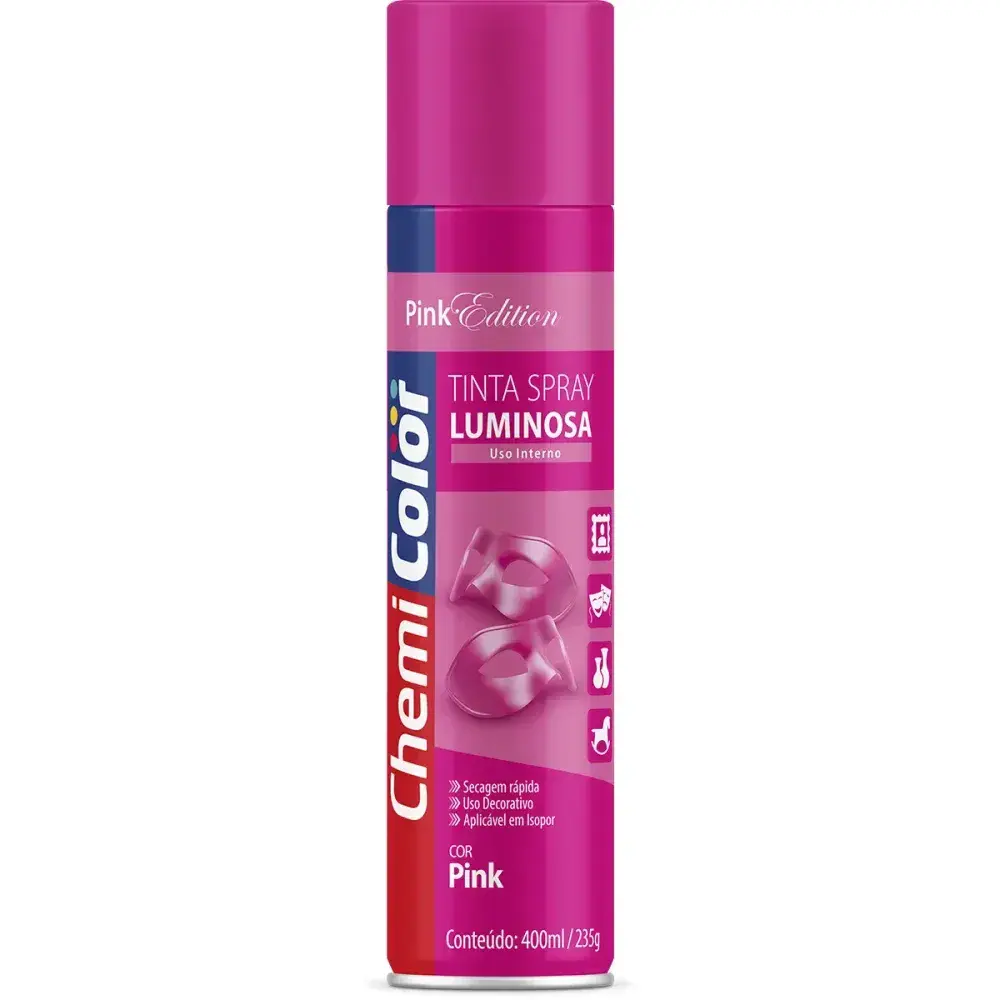 Tinta spray cores luminosas 400ML/250G pink Chemicolor — fotografia 2